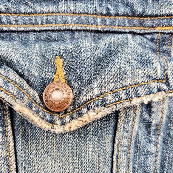 LIZI PHOENIX Old Navy Custom Hand-painted Blue Jean Trucker Jacket Men's Size L - Picture 6 of 11